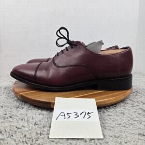 Anthony Veer Men 10.5 Burgundy Leather Cap Toe Business Casual Oxford Dress Shoe